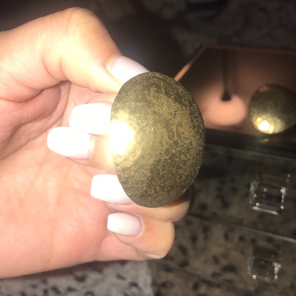 Antique Oval Solid Gold Stud Earrings - Picture 4 of 4